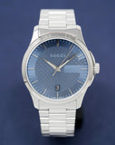 Gucci G Timeless Blue Dial Silver Steel Strap Watch For Men - YA126440 Authentic Buy Shop Now