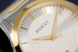 Gucci G Timeless Silver Dial Two Tone Steel Strap Watch For Men - YA126474 Authentic Buy Shop Now