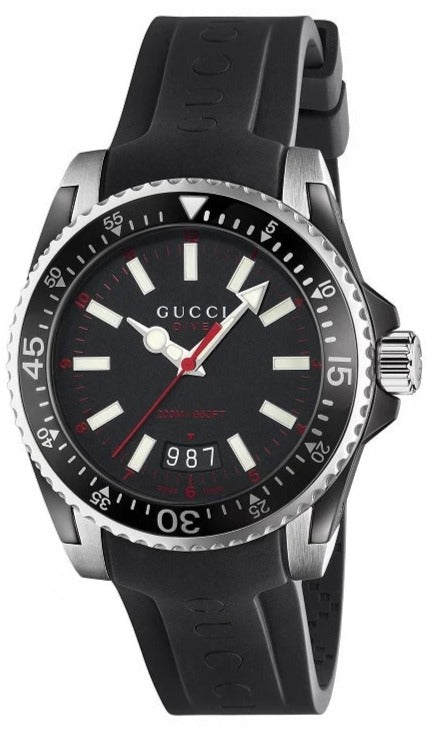 Gucci Dive Quartz Black Dial Black Rubber Strap Watch For Men - YA136303 Authentic Buy Shop Now