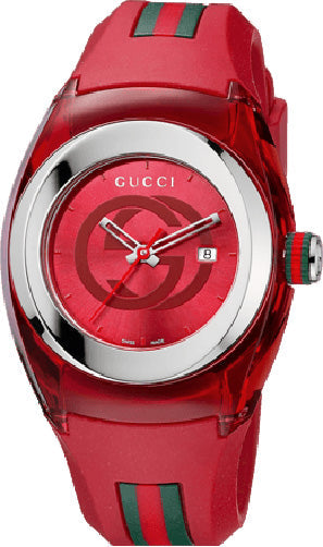 Gucci Sync Quartz Red Dial Red Rubber Strap Watch For Women - YA137303 Authentic Buy Shop Now
