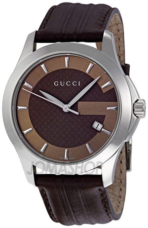Gucci G Timeless Quartz Brown Dial Brown Rubber Strap Watch For Men - YA126403 Authentic Buy Shop Now