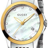 Gucci G Timeless Diamonds Mother of Pearl Dial Two Tone Mesh Bracelet Watch for Women - YA126513 Authentic Buy Shop Now