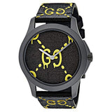 Gucci G Timeless Ghost Black Dial Black Leather Strap Watch For Men - YA1264019 Authentic Buy Shop Now