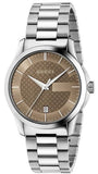 Gucci G Timeless Brown Dial Silver Steel Strap Watch For Men - YA126445 Authentic Buy Shop Now