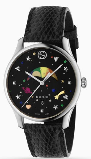 Gucci G-Timeless Moonphase Black Dial Black Leather Strap Watch For Men - YA1264045 Authentic Buy Shop Now
