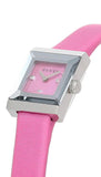 Gucci G-Frame Square Fuchsia Mother of Pearl Dial Fuchsia Leather Strap Watch For Women - YA128533 Authentic Buy Shop Now