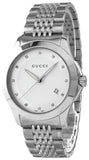 Gucci G Timeless Diamonds Silver Dial Silver Steel Strap Watch For Men - YA126404 Authentic Buy Shop Now