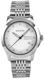 Gucci G Timeless Diamonds Silver Dial Silver Steel Strap Watch For Men - YA126404 Authentic Buy Shop Now