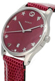 Gucci G-Timeless Mother of Pearl Red Dial Red Leather Strap Watch For Women - YA1264041 Authentic Buy Shop Now