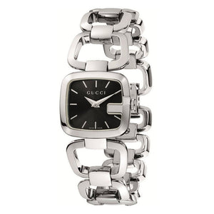 Gucci G Gucci Diamonds Black Dial Silver Steel Strap Watch For Women - YA125406 Authentic Buy Shop Now