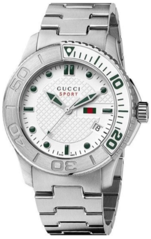 Gucci G Timeless Silver Dial Silver Steel Strap Watch For Men - YA126232 Authentic Buy Shop Now