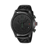 Gucci G Timeless Chronograph Black Dial Black Leather Strap Watch For Men - YA126244