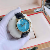 Gucci G Timeless Turquoise Blue Dial Black Leather Strap Watch For Men - YA126462 Authentic Buy Shop Now