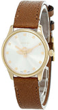 Gucci G Timeless Quartz Silver Dial Brown Leather Strap Watch For Women - YA1265022 Authentic Buy Shop Now
