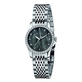 Gucci G Timeless Diamonds Mother of Pearl Black Dial Silver Mesh Bracelet Watch For Women - YA126507 Authentic Buy Shop Now