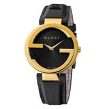 Gucci Interlocking G Grammy Special Edition Black Dial Black Leather Strap Watch for Women - YA133312 Authentic Buy Shop Now