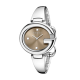 Gucci Guccissima Brown Dial Silver Steel Strap Watch For Women - YA134302 Authentic Buy Shop Now