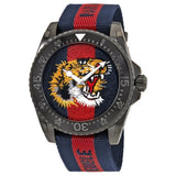 Gucci Dive Tiger Blue and Red Dial Blue Red Blue Nylon Strap Watch For Men - YA136215 Authentic Buy Shop Now