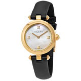 Gucci Diamantissima Mother of Pearl Dial Black Leather Strap Watch For Women - YA141505 Authentic Buy Shop Now