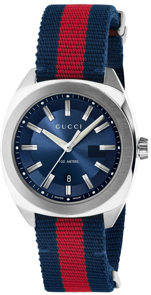 Gucci GG2570 Quartz Blue Dial Blue & Red Nylon Strap Watch For Men - YA142304 Authentic Buy Shop Now