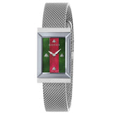 Gucci G Frame Red and Green Dial Silver Mesh Bracelet Watch For Women - YA147401 Authentic Buy Shop Now