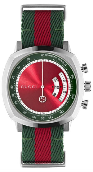 Gucci Grip Quartz Chronograph Red Dial Two Tone NATO Strap Watch for Men - YA157304 Authentic Buy Shop Now