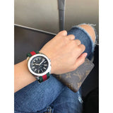 Gucci GG2570 Quartz Black Dial Green & Red Nylon Strap Watch For Men - YA142305 Authentic Buy Shop Now