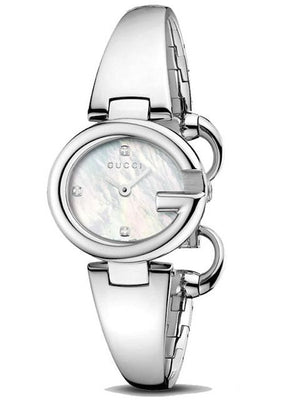 Gucci Guccissima Diamonds Mother of Pearl Dial Silver Steel Strap Watch For Women - YA134504 Authentic Buy Shop Now