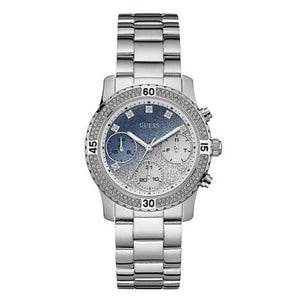 Guess Confetti Diamonds Blue Dial Silver Steel Strap Watch for Women - W0774L6 Authentic Buy Shop Now