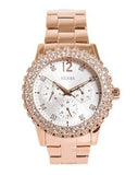 Guess Dazzler Diamonds Silver Dial Rose Gold Steel Strap Watch for Women - W0335L3 Authentic Buy Shop Now