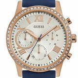 Guess Solar White Rose Gold Dial Blue Rubber Strap Watch For Women - W1135L3 Authentic Buy Shop Now