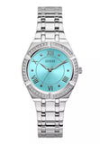 Guess Cosmo Diamonds Turquoise Dial Silver Steel Strap Watch for Women - GW0033L7 Authentic Buy Shop Now