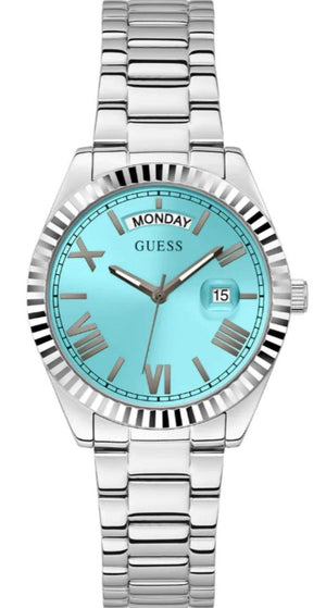 Guess Luna Quartz Blue Dial Silver Steel Strap Watch For Women - GW0308L4 Authentic Buy Shop Now