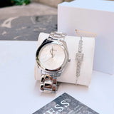 Guess Cubed Analog Silver Dial Silver Steel Strap Watch For Women - GW0606L1 Authentic Buy Shop Now