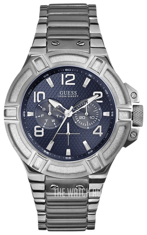 Guess Rigor Quartz Black Dial Silver Steel Strap Watch For Men - W0218G2 Authentic Buy Shop Now