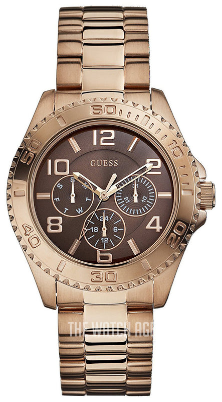 Guess BFF Multifunction Brown Dial Rose Gold Steel Strap Watch for Women - W0231L8 Authentic Buy Shop Now