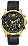 Guess Horizon Chronograph Quartz Black Dial Black Leather Strap Watch For Men - W0380G7 Authentic Buy Shop Now