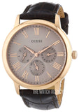 Guess Wafer Quartz Beige Dial Brown Leather Strap Watch For Men - W0496G1 Authentic Buy Shop Now