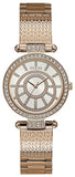 Guess Muse Quartz Silver Dial Rose Gold Steel Strap Watch For Women - W1008L3 Authentic Buy Shop Now