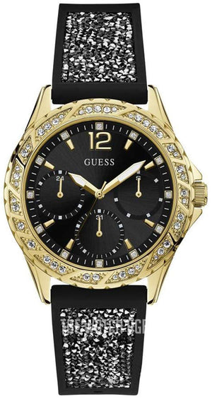 Guess Swirl Quartz Black Dial Black Silicone Strap Watch for Women - W1096L3 Authentic Buy Shop Now