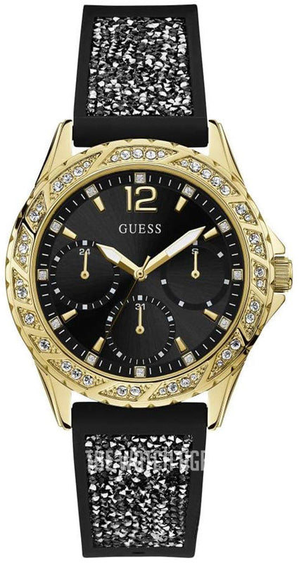 Guess Swirl Quartz Black Dial Black Silicone Strap Watch for Women - W1096L3 Authentic Buy Shop Now