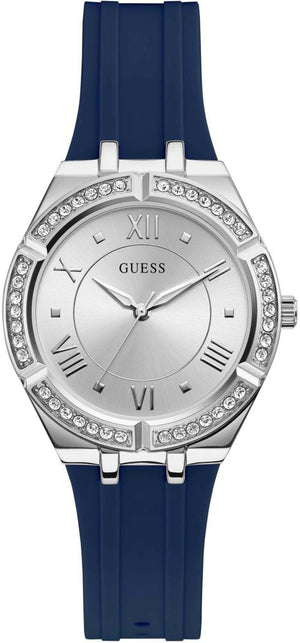 Guess Cosmo Diamonds Silver Dial Blue Rubber Strap Watch for Women - GW0034L5 Authentic Buy Shop Now