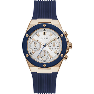 Guess Athena White Dial White Dial Blue Rubber Strap Watch For Women - GW0030L5 Authentic Buy Shop Now