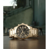 Guess Atlas Chronograph Black Dial Gold Steel Strap Watch for Men - W0668G8 Authentic Buy Shop Now
