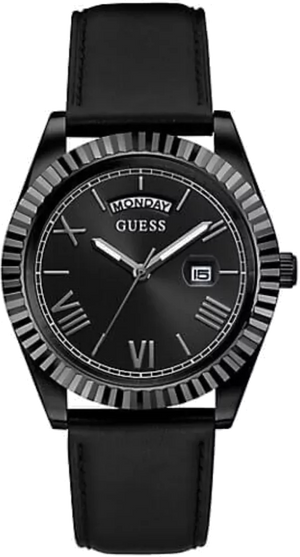Guess Connoisseur Black Dial Black Leather Strap Watch For Men - GW0353G1 Authentic Buy Shop Now