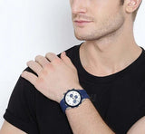 Guess Caliber Chronograph White Dial Blue Rubber Strap Watch for Men - W0864G6 Authentic Buy Shop Now