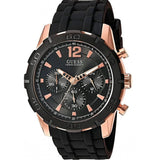 Guess Caliber Chronograph Black Dial Black Rubber Strap Watch for Men - W0864G2 Authentic Buy Shop Now