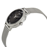 Guess Chelsea Crystals Black Dial Silver Mesh Bracelet Watch For Women - W0647L5 Authentic Buy Shop Now
