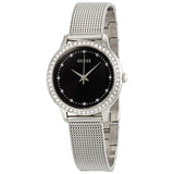 Guess Chelsea Crystals Black Dial Silver Mesh Bracelet Watch For Women - W0647L5 Authentic Buy Shop Now