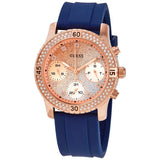 Guess Confetti Diamonds Gold Dial Blue Rubber Strap Watch For Women - W1098L6 Authentic Buy Shop Now